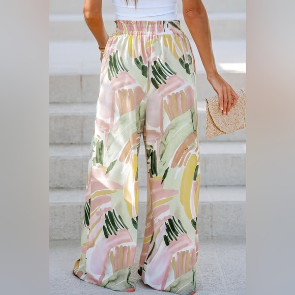 Cupshe Surprise Me Abstract Print Paperbag Wide Leg Pants | NEW/ NWT!!💚⭐️ - Picture 2 of 9